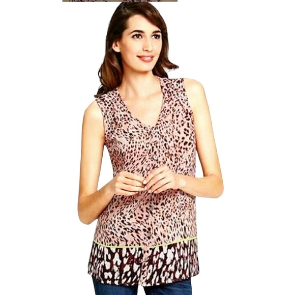 CAbi Tops - CAbi Semi Sheer Blouse Animal Print Womens Sleeveless Minimalist Sz. XS Top